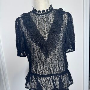 Haute Monde Black Lace Blouse
